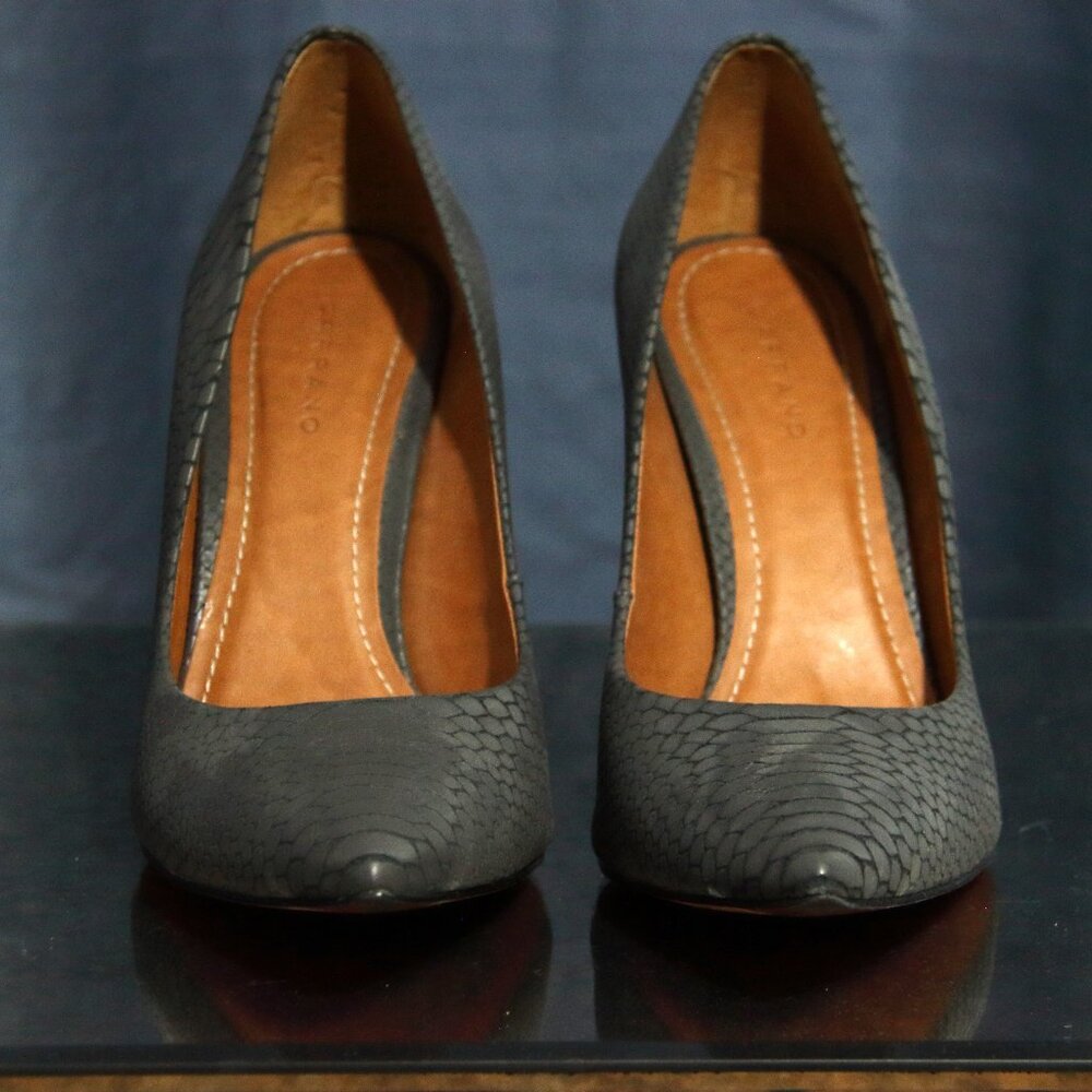 Carrano Dark Grey Snake Skin Leather Heels 8.5
